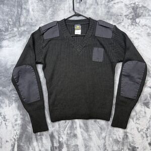 LawPro Commando Sweater Mens Small Black V-Neck Tactical Ribbed Knit Pullover